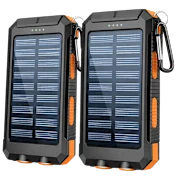 2-Pack: HAKOL 10,000mAh Solar Charger Power Bank with Dual & Type-C/Micro USB