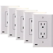 5-Pack: Hakol Outlet Cover with Built-In LED Top/Bottom Night Light
