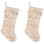 The 2-Pack Fringed Natural Stocking With Sequin Accents