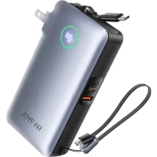 JOYFAR 25,000mAh GaN 65W Power Bank with Wall Plug & Retractable USB-C Cable