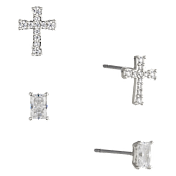 NADRI Cubic Zirconia Emerald & Cross Earring Set