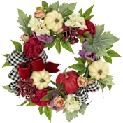 National Tree Company 22" Harvest Wreath with Peony, Pumpkin & Bow