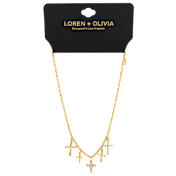 LOREN + OLIVIA Cross Multi Charm Necklace