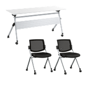 Envision 60W Folding Training Table and 2 Folding Chairs