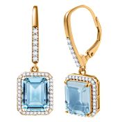D'Joy Rachel Roy 9.40ctw Sky Blue Topaz & White Zircon Vermeil Earrings