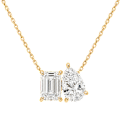 Saffron Toi et Moi Pear & Emerald Cut Cubic Zirconia Double Pendant Necklace