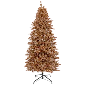 National Tree Company 10' Christmas Rose Gold Hinged Tree with 2720 Warm White