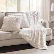 Comfort Spaces Ruched Faux Fur Throw & Pillow Cover Set