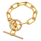 Savvy Cie Paperclip Toggle Bracelet with Pavé Cubic Zirconia
