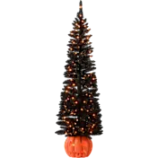 National Tree Company 6' Black Half Tree with Jack-O'-Lantern Base