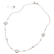 JOIA De Majorca Pearl & Cubic Zirconia Chain Necklace & Pearl Stud Earrings