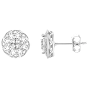 Unique Design 1/10 Carat TW Lab Grown Diamond Floral Earrings