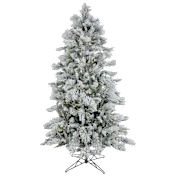 National Tree Company 7.5' Slim Flocked Bavarian Pine Tree with 600 Dual LED