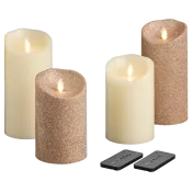 Luminara 4-Piece Flameless Smooth & Glitter Candles