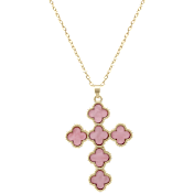 Saffron Clover Cross Pendant Necklace