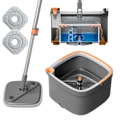 Spin Mop and Bucket Set with Separate Dirty Water System
