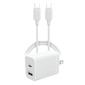 Cargador de Pared Dual HyperGear de 30W con Power Delivery y Cable USB-C a USB-C