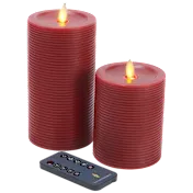 2-Pack: Luminara Textured Striped Flameless Pillar