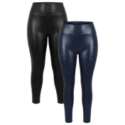 2-Pack: HUE Leatherette Hi Rise Plus-size Leggings