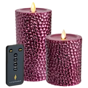 Luminara 2-Piece Flameless 4" and 6" Metal Hammered Pillar Set