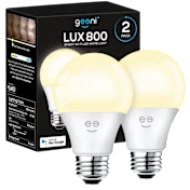 2-Pack: Geeni LUX 800 Smart Wi-Fi LED White A19 Lightbulbs