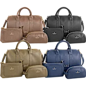 London Fog Jessica 3-Piece Pebbled Vegan Leather Duffel Set