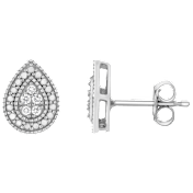 Unique Design 1/10 Carat TW Lab Grown Diamond Pear Earrings