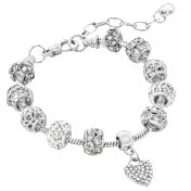 Donatello Gian Crystal Hearts Charm Bracelet