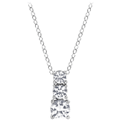 Gemstone Brilliance Lab Created White Sapphire 3-Stone Drop Pendant Necklace
