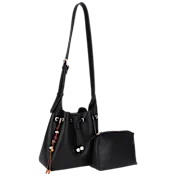Poppy & Harper Mae Soft Bucket Drawstring Bag with Stone Accent Add-On