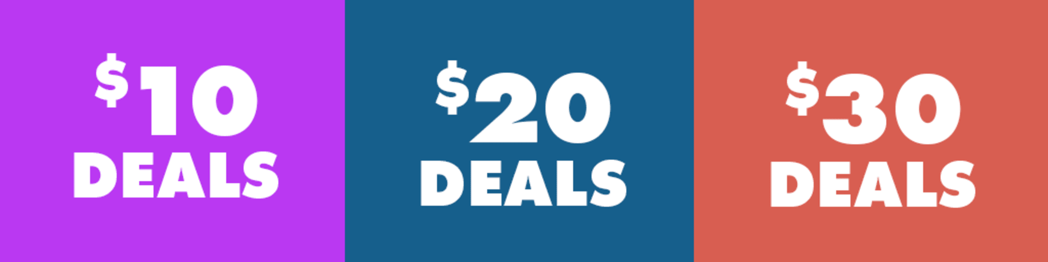 $10, $20, $30 Sale banner