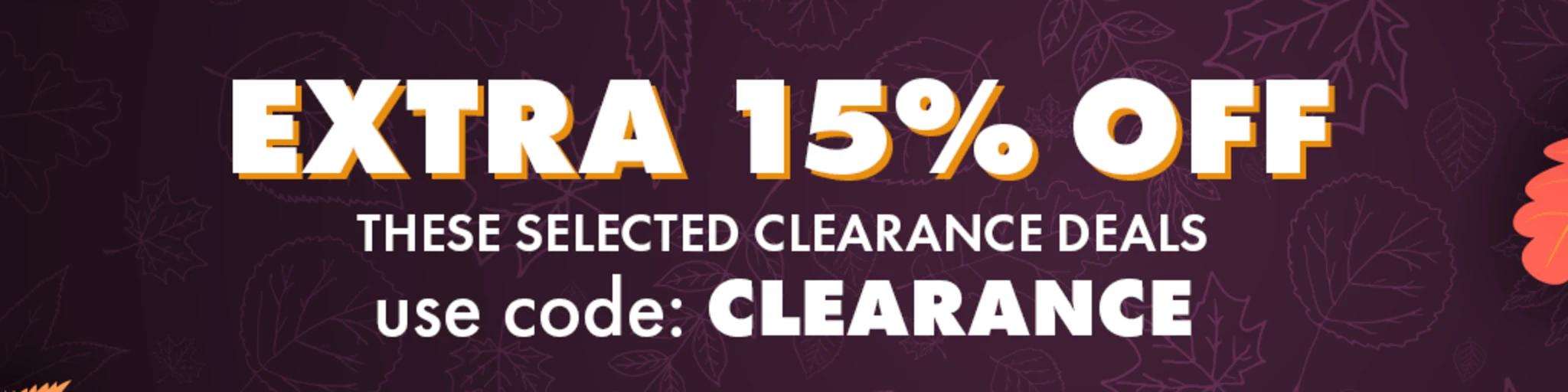Extra 15% Off Clearance Deals banner