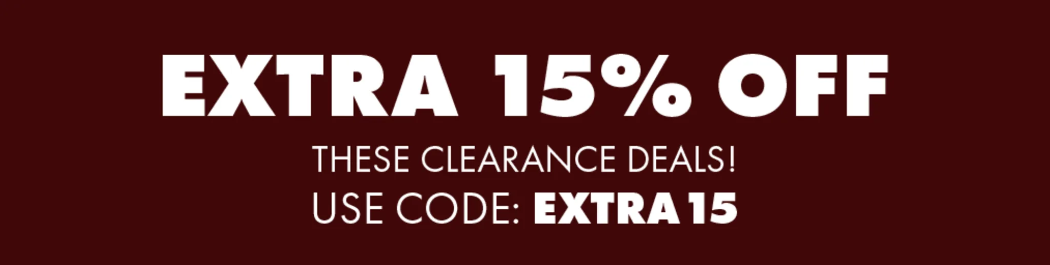 Extra 15% Off Clearance Deals banner