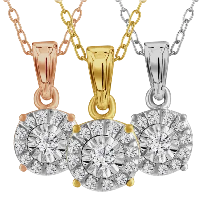Diamond Muse Round 1/10 Carat TW Genuine Diamond Necklace