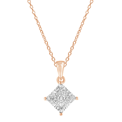 Diamond Muse Square 1/10 Carat TW Genuine Diamond Necklace