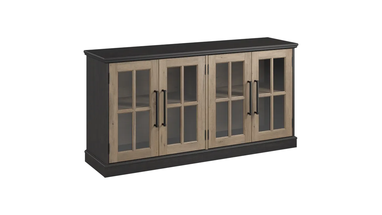Westbrook 60W Sideboard Cabinet in Vintage Black/Restored Hickory