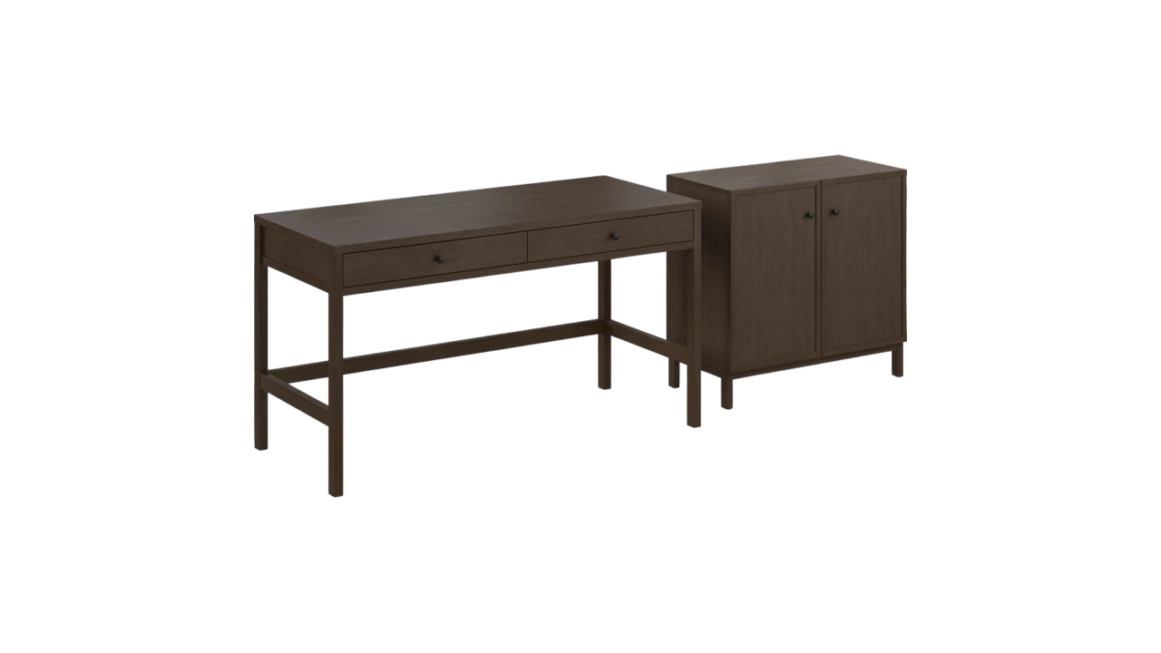Bush Home Avery 54W Writing Desk and 2 Door Low Storage Cabinet