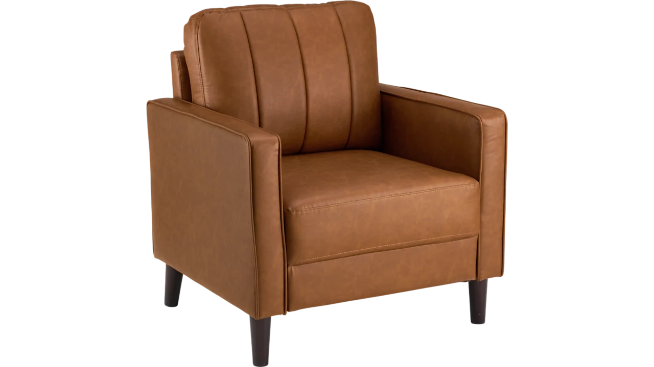 Max 32W Accent Chair in Buffed Camel Vegan Leather
