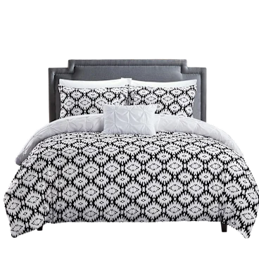 Chic Home Zissel 4-Piece Pleated Pintuck and Printed Reversible Duvet Cover Set