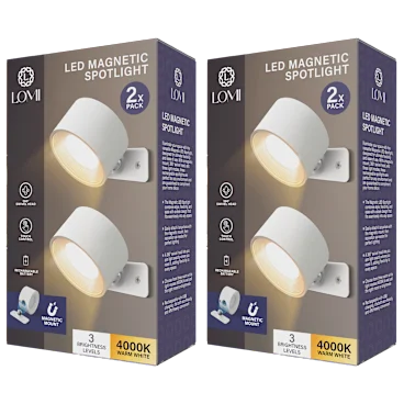 4-Pack: Lomi Rechargeable LED Magnetic Spotlights