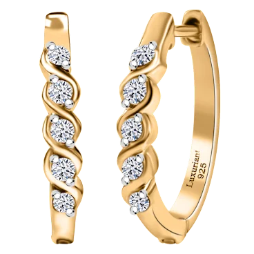 Luxuriant 0.30ctw Lab-Grown Diamond 18K Gold Vermeil Sterling Silver Earrings