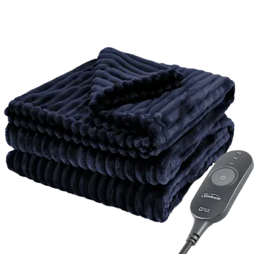 Sunbeam Heated Throw Blanket Textured Velvet
