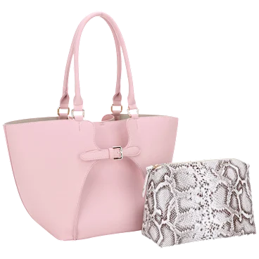 Poppy & Harper Silvia Double Handle Buckle Tote with Pouch