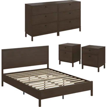 Avery Queen Platform Bed with 3 Drawer Dresser and Nightstand Set