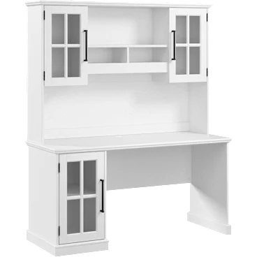 Westbrook 60W Computer Desk with Hutch in White Ash