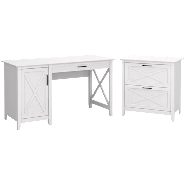 Key West 54W Computer Desk with Storage and 2 Drawer Lateral File Cabinet
