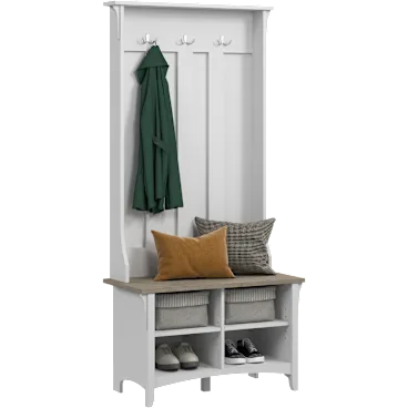 Salinas Hall Tree with Shoe Storage Bench in Shiplap Gray