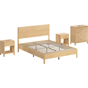 Vera Queen Platform Bed with Dresser and Set of 2 Nightstands with Dra