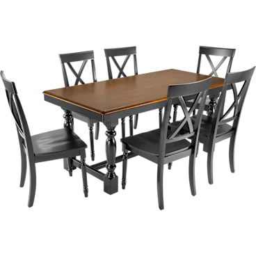 Sterling 67W Squire Trestle Dining Table with 6 Cross Back Dining Chairs