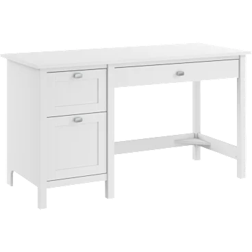 Broadview 54W Computer Desk with Drawers in Pure White